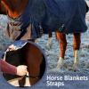 Adjustable Horse Blanket Leg Straps, Double Swivel Snaps, 65–130 cm, Black view 3