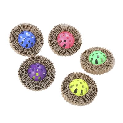 ibasenice 5-Piece Cat Scratching Board with Bells, Corrugated Paper and Plastic, Interactive Cat Toy for Scratching and Play, Random Color