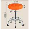 QDZC Round Rolling Stool, Height-Adjustable PU Leather Swivel Stool, Blue view 3