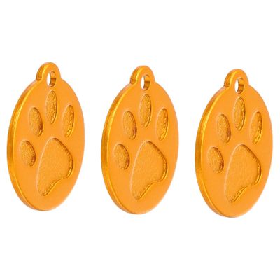 ERINGOGO Personalized Paw-Shaped Pet ID Tags, 3-Piece Aluminum Collar Tags for Dogs and Cats
