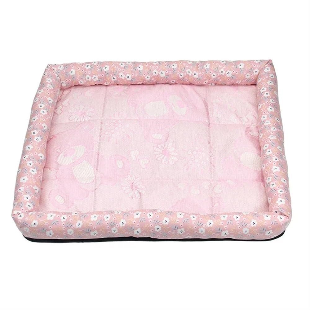 pipisweet Summer Dog Mat, Cooling Ice-Silk Pet Mat, Pet Bed, Ice Cushion, Dog Sleeping Nest, Cat Cushion, Pink, S