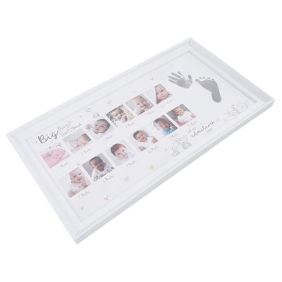 JOINPAYA Baby Handprint Photo Frame, Wooden, 12 Photos, First-Year Monthly Milestones, Baby Shower Gift