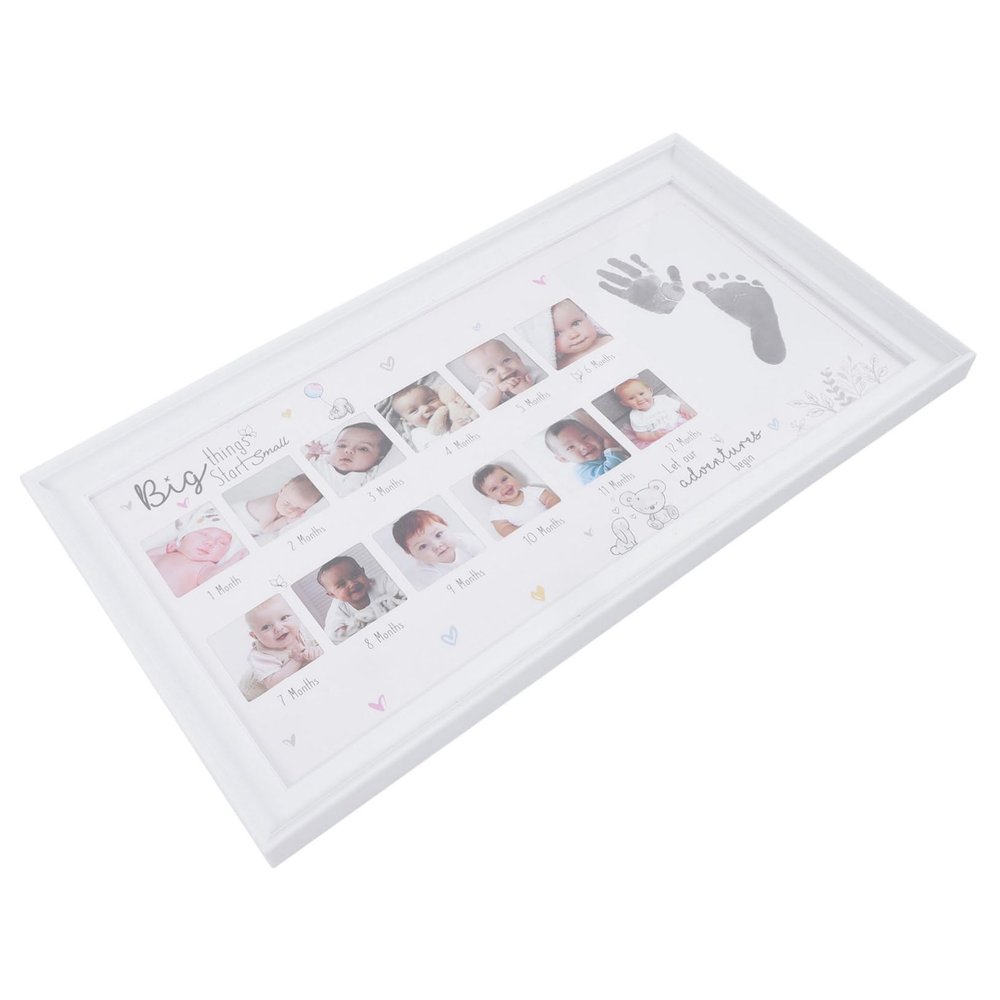 JOINPAYA Baby Handprint Photo Frame, Wooden, 12 Photos, First-Year Monthly Milestones, Baby Shower Gift