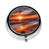 Mini Metal Pill Organizer with 3 Compartments, Travel Pill Case, Beach Sunrise view 2