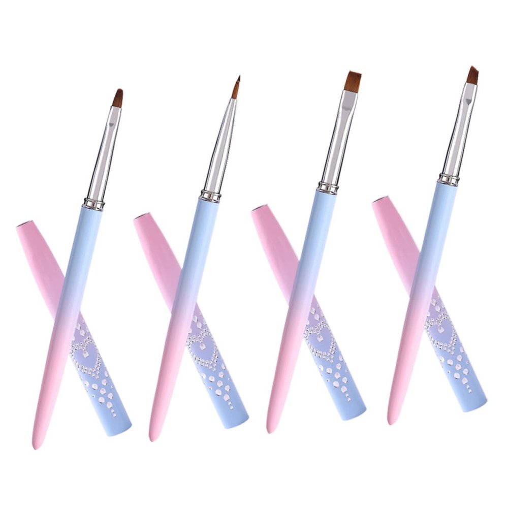 4-Piece Metal Nail Art Brush Set for Salon and Home