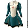 ASNAT Latex Cosplay Nurse/Nun Uniform Dress with Scarf, Dark Green and White view 3
