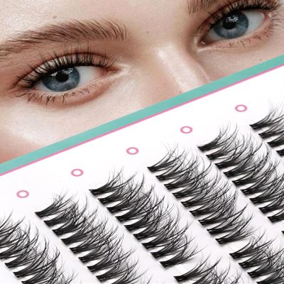 Lash Clusters, Cat-Eye Extensions, Mink Lashes, Fluffy DIY Pre-Styled, 8 Pairs, #24
