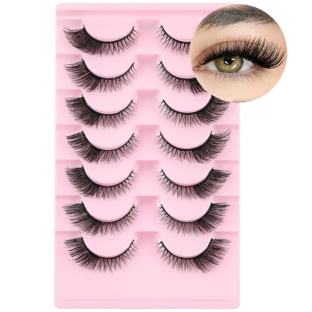 Half Lashes, 10 Pairs, Cat-Eye, Fluffy 3D Curly False Eyelashes