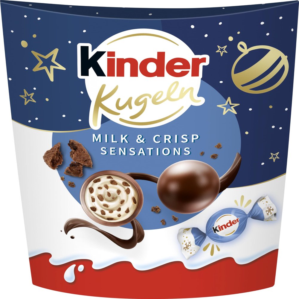 kinder Kugeln Milk & Crispy Bits, Milk Chocolate Balls with Creamy Milk Filling and Crispy Cocoa Bits, 90 g