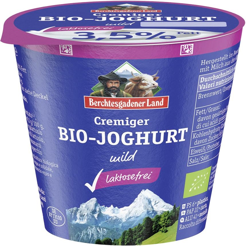 BGL Creamy Organic Plain Yogurt, 3.5% Fat, 18 x 150 g