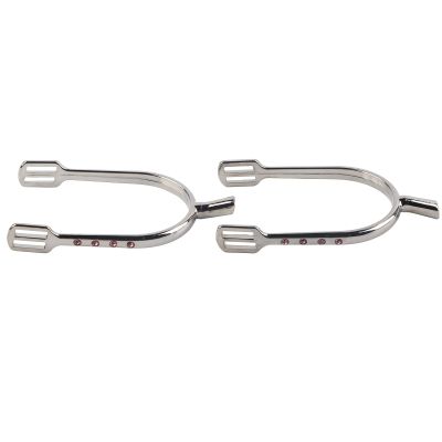 Tnfeeon Youth Cowboy Chrome Brass Rowel Spurs, Durable Spurs for Riding Beginners, Chrome-Plated Zinc Alloy Spurs for Girls (Silver and White)
