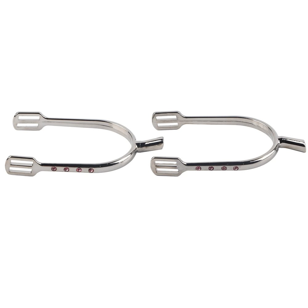 Tnfeeon Youth Cowboy Chrome Brass Rowel Spurs, Durable Spurs for Riding Beginners, Chrome-Plated Zinc Alloy Spurs for Girls (Silver and White)