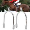 Tnfeeon Youth Cowboy Chrome Brass Rowel Spurs, Durable Spurs for Riding Beginners, Chrome-Plated Zinc Alloy Spurs for Girls (Silver and White) view 4