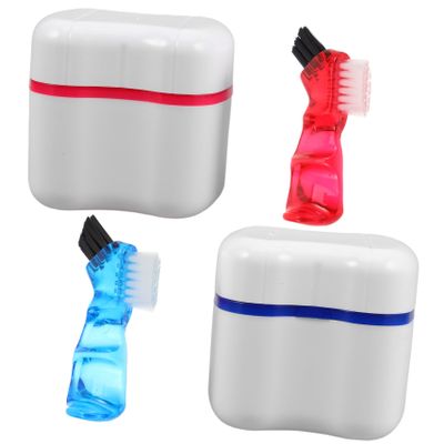 WEKAMOS 2-Piece Denture Holder Cases with Sieve Insert, PP and Nylon Toothbrush Case for Children, Home and Travel