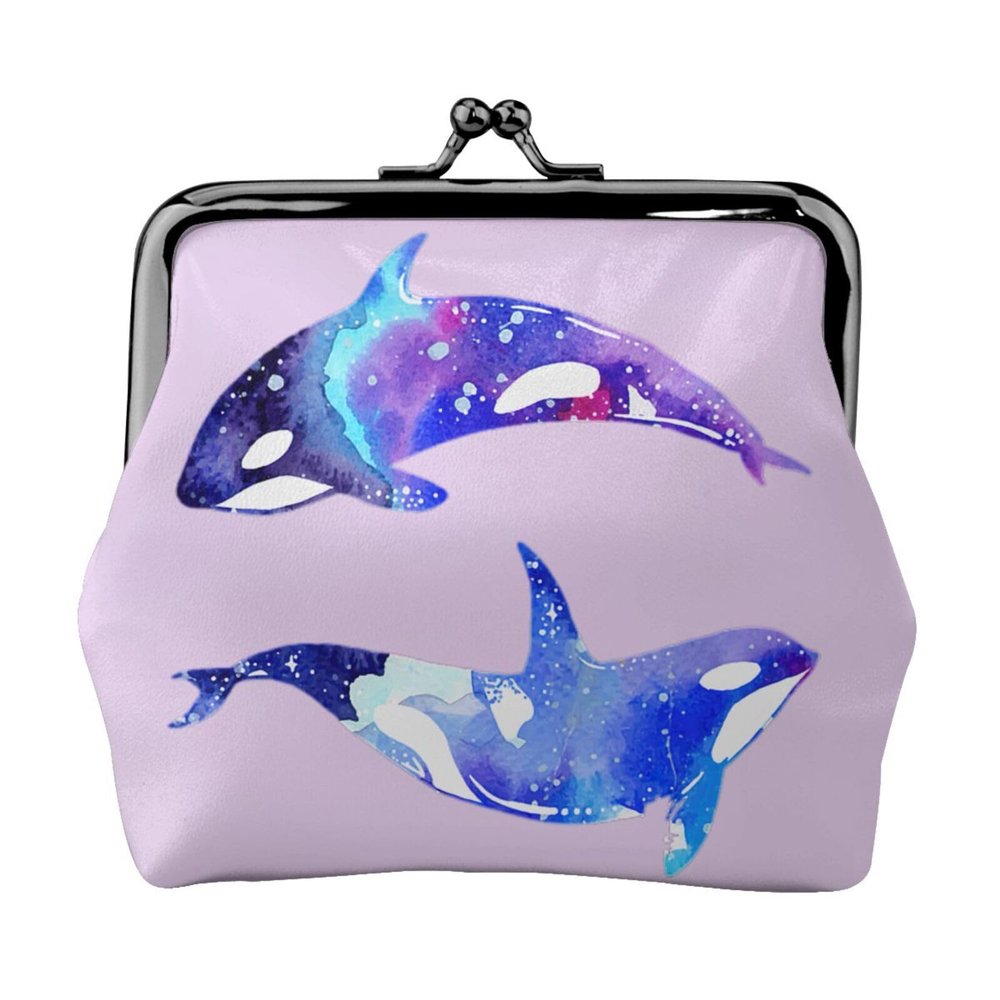 Orca Killer Whale Print Mini Coin Purse for Women, Black, One Size (11.5 x 10.5 cm)
