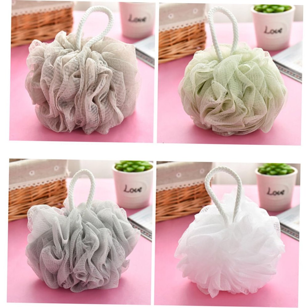 SHERCHPRY 4-Piece Mesh Shower Pouf Set