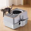 Zstar Stainless Steel Cat Litter Box, Extra-Large, Top-Entry, Gray, 60 x 40 x 34.5 cm view 2