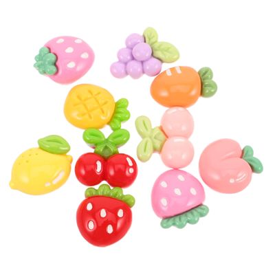 VALICLUD 10-Piece Resin Strawberry Pendants, Flat-Back Fruit Cabochons and Mini Fruit Beads for Phone Cases, Scrapbooking and Crafts