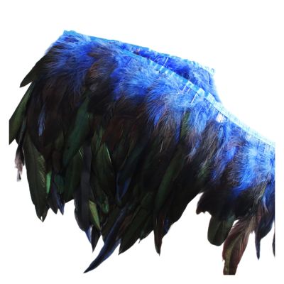 Rooster Feather Decoration, 2 Sizes, 10 × 18 cm, String, Royal Blue