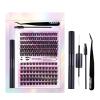 RoseFlower 126-Piece DIY Cluster Lash Kit, C-Curl Volume Extensions with Mascara Brush, Bond & Seal, Applicators and Tweezers view 1
