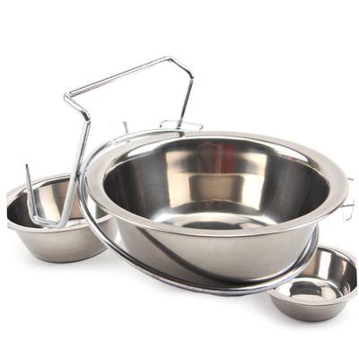 YARNOW 2-Piece Hanging Stainless Steel Dog Bowl Set with Removable Inner Bowls for Food and Water