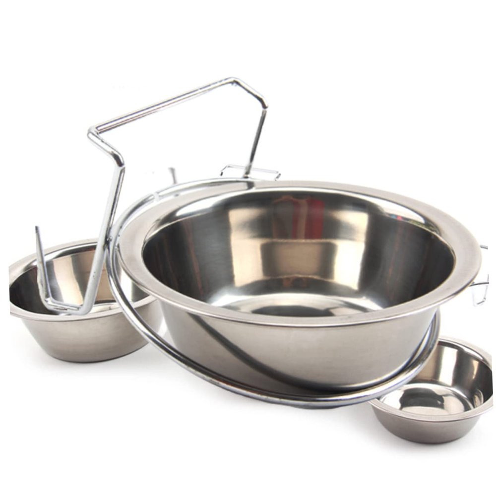 YARNOW 2-Piece Hanging Stainless Steel Dog Bowl Set with Removable Inner Bowls for Food and Water