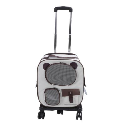 2-in-1 Rolling Pet Carrier Backpack with Wheels, Brown