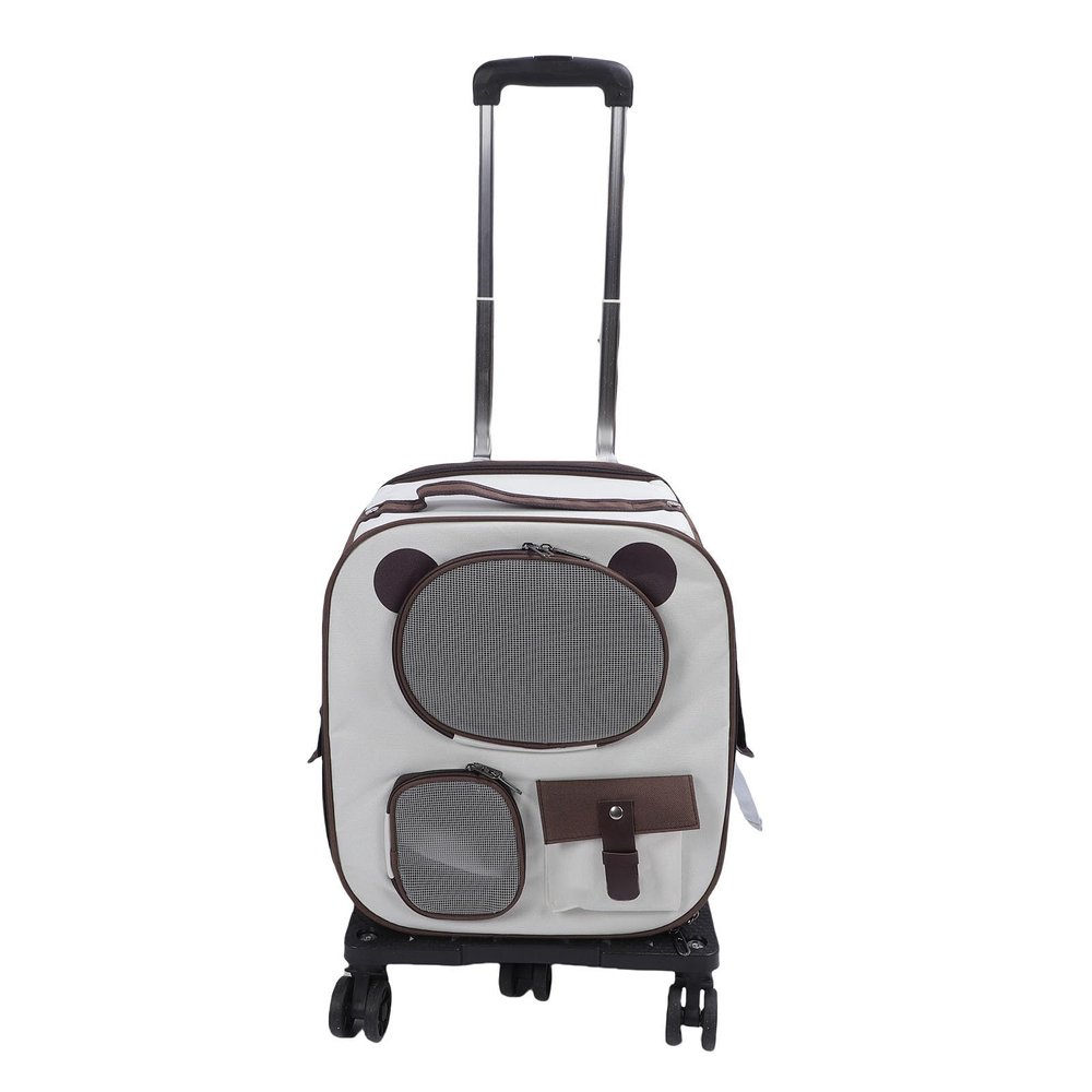 2-in-1 Rolling Pet Carrier Backpack with Wheels, Brown
