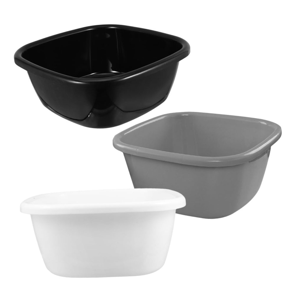 DEARMAMY 3-Piece PP Wash Basin Set, Lightweight and Portable for Foot Baths and Hair Washing at Home or While Traveling