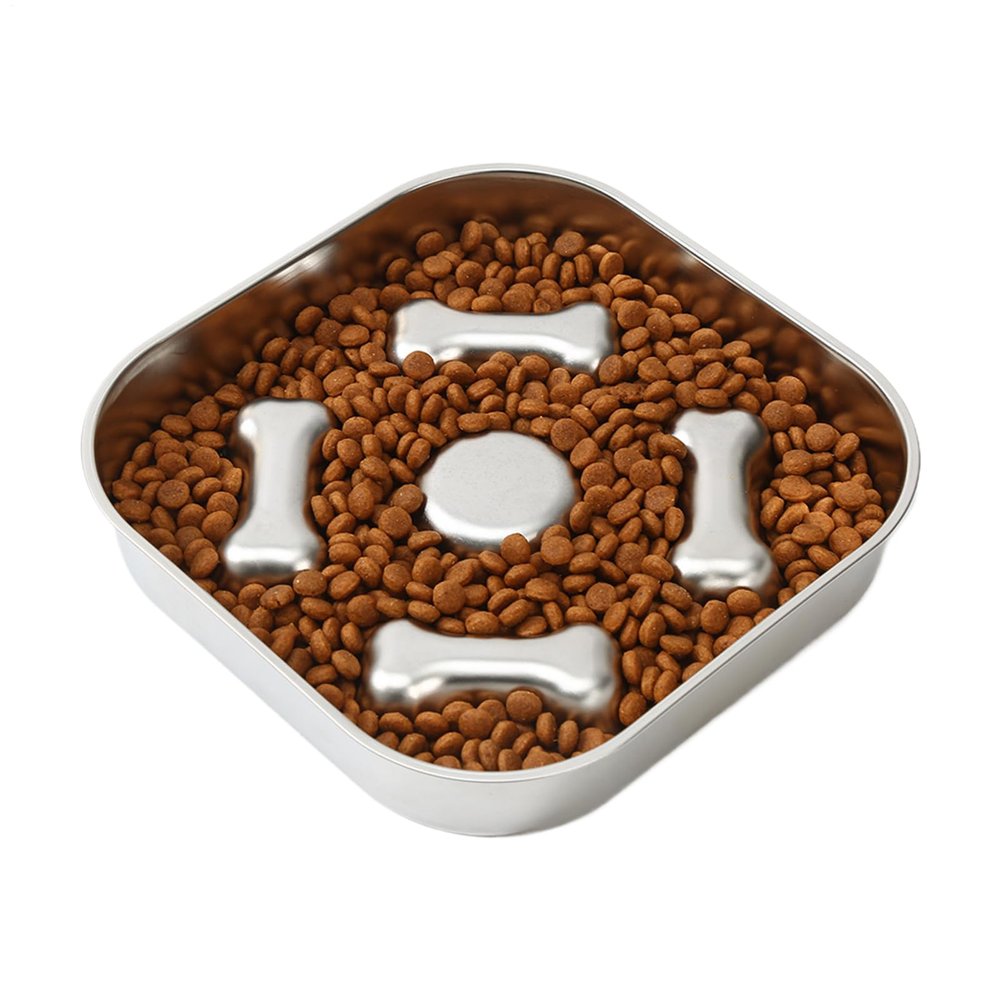 Stainless Steel Slow Feeder Bowl for Small and Medium Dogs and Cats