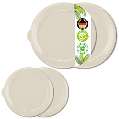 FALKENHORN BIO Cream Can Lids, 2 Small + 2 Large, Combo Set for Dog and Cat Food, Sugarcane-Based, BPA-Free, Made in Germany