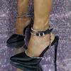 Women's High-Heel Sandals, Closed-Toe Pumps with Ankle Strap, Black, Size 38 view 3
