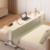 Adjustable Bed Table with Wheels, Queen-Size Mobile Laptop Desk, White, 120 cm view 1