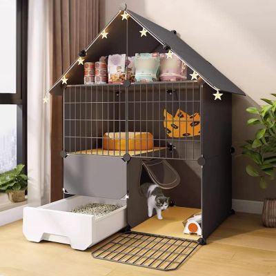Extra-Large Cat Cage with Hammock and Removable Litter Box