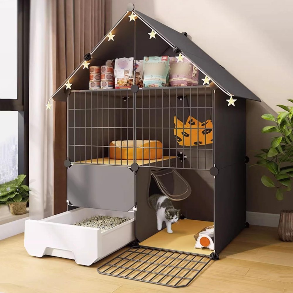 Extra-Large Cat Cage with Hammock and Removable Litter Box
