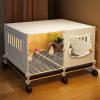 Mobile Chicken Enclosure with Tray and Universal Casters, Transparent Panels, White, 70 x 45 x 45 cm view 1