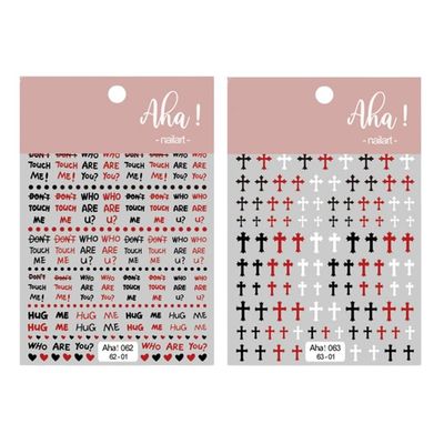 2 Nail Stickers with English Symbols and Cross Designs