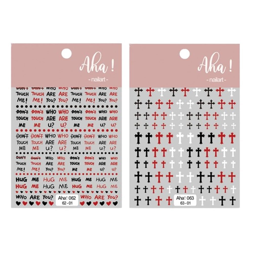 2 Nail Stickers with English Symbols and Cross Designs