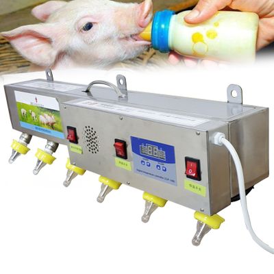 Piglet and Lamb Feeder, Universal Nursing Feeder for Lambs, Stainless Steel Feeder with Constant Temperature, 6 Automatic Nipples with Sound Simulation