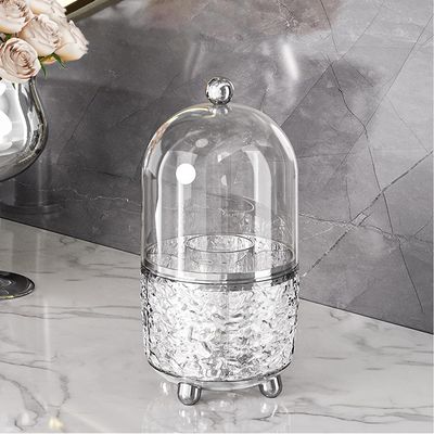 CHIRISEN Makeup Brush Holder with Lid, 360° Rotating Cosmetic Organizer with Dust Protection, Transparent