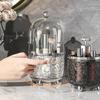 CHIRISEN Makeup Brush Holder with Lid, 360° Rotating Cosmetic Organizer with Dust Protection, Transparent view 2