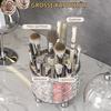 CHIRISEN Makeup Brush Holder with Lid, 360° Rotating Cosmetic Organizer with Dust Protection, Transparent view 3