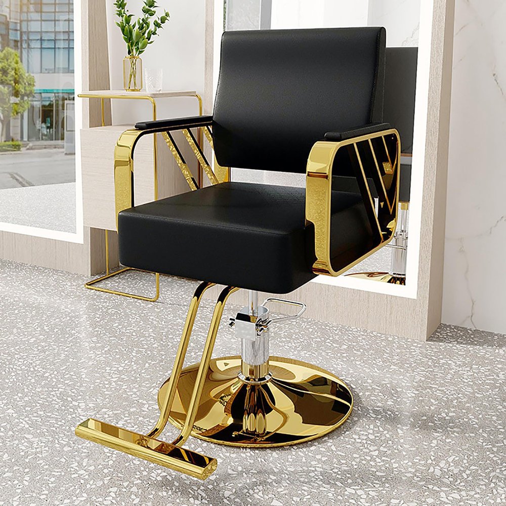 Salon Barber Chair with 360° Swivel, Adjustable Height, Ergonomic Backrest and Hydraulic Pump, Black