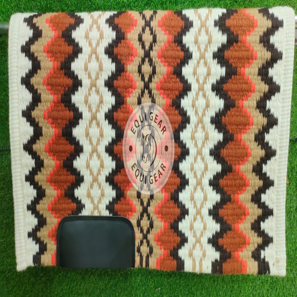 EQUIGEAR Western Show Horse Saddle Pad, New Zealand Wool, Handmade, Sensor Flex (Adjustable), ZA14 (34" x 42")