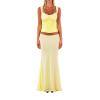 Acrawnni 2-Piece Women's Maxi Skirt Set, Lace-Up Backless Halter Crop Top and Flowing Ruffle Long Skirt, Y2K Summer Beach Outfit, C-Yellow, S view 2