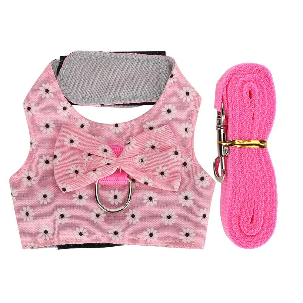KIMISS S Vest Harness with Lead for Rabbits and Hamsters, Small Animal Outdoor Harness and Leash Accessory for Running and Walking (S)