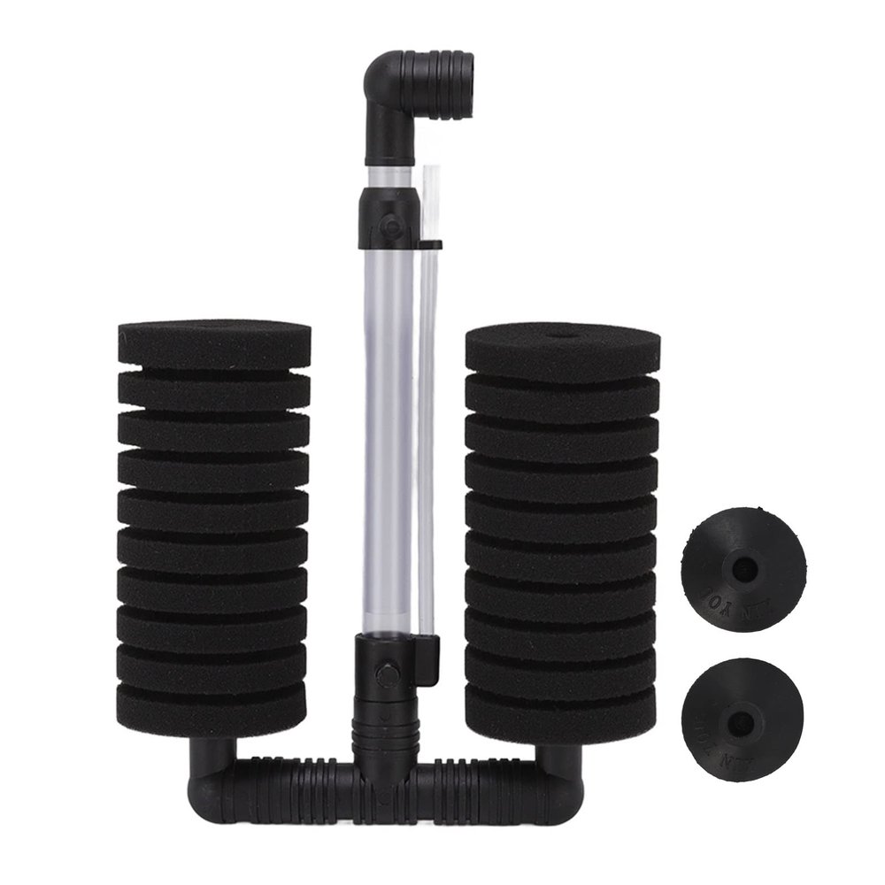 KIMISS Aquarium Double Sponge Filter, Quiet Submersible Foam Filter