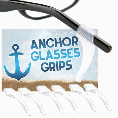 Anchor Glasses Straps Anti-Slip Eyeglass Ear Grips, Stretchable, for Sunglasses and Eyeglasses, 3 Count, Colorless, One Size