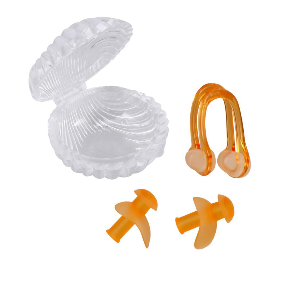 PACKOVE Swimming Set with Waterproof Earplugs and Nose Clip, Orange