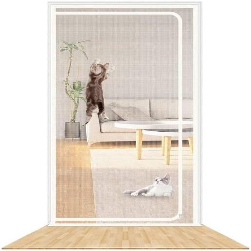 Reinforced Cat Screen Door with Zipper, 100 x 200 cm